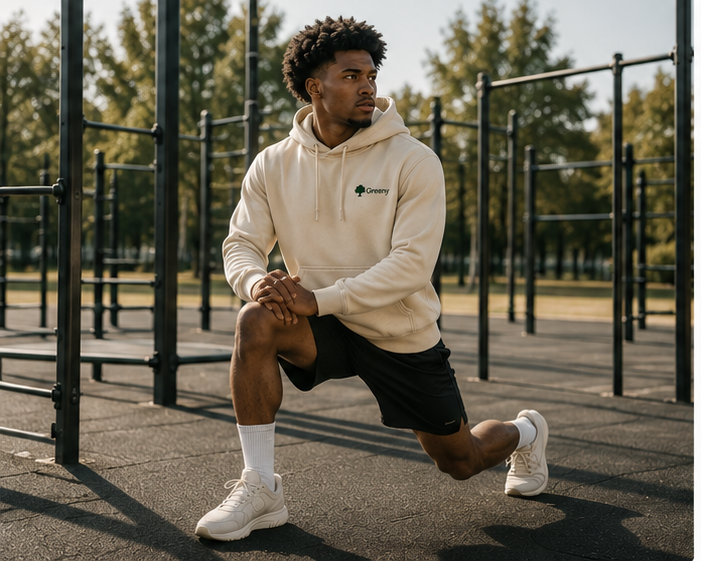Cream Hoodie — Lifestyle at Calisthenics Park
